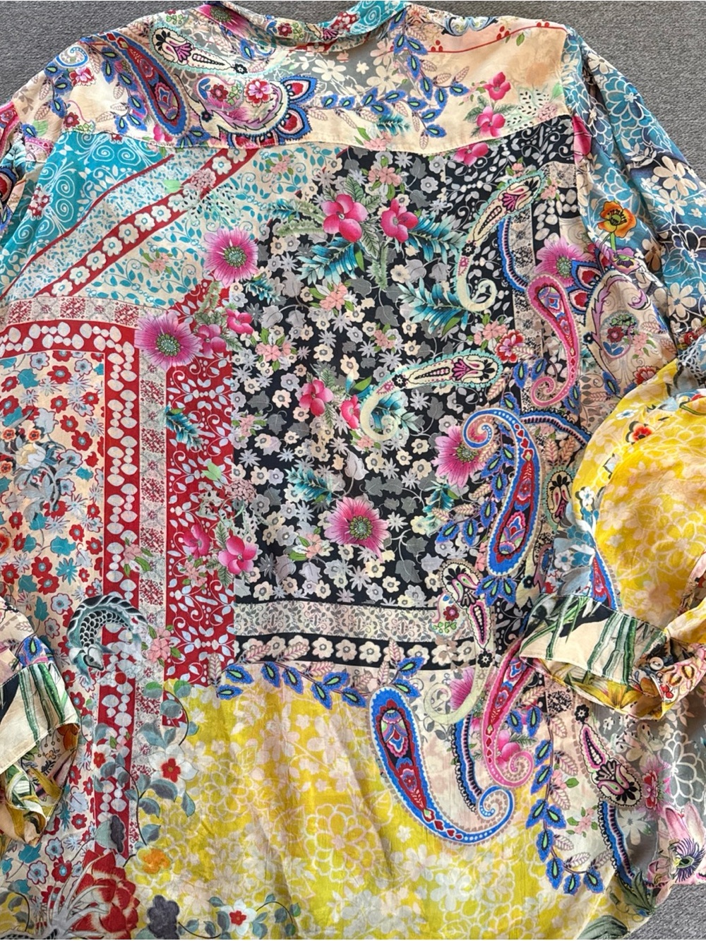 Johnny Was Milla Floral Print Boho Hippie Shirt Tunic Top Blouse Button XXL - Picture 10 of 10